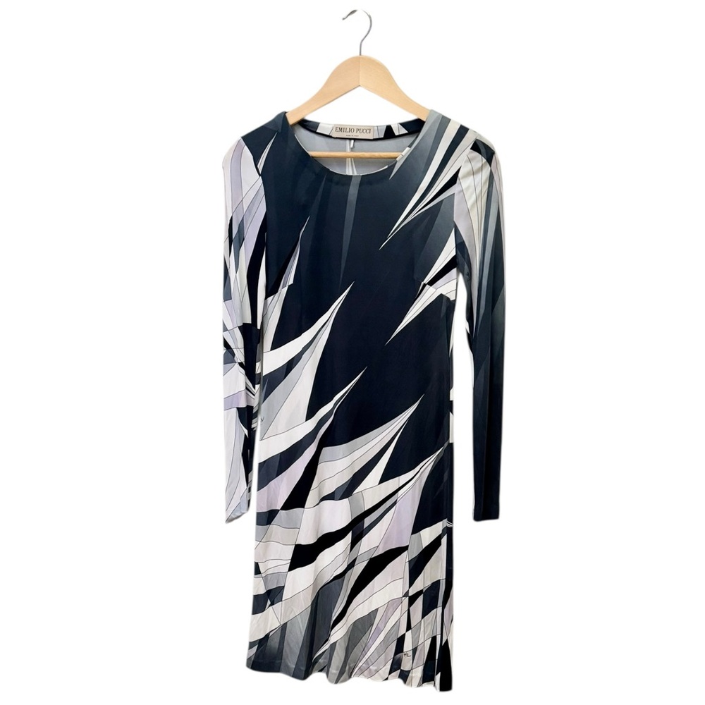 Emilio Pucci Long Sleeve Abstract Print Dress